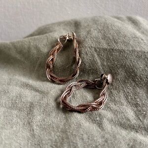 Braided Hoop Earrings - Brassy Tone Women’s Jewelry